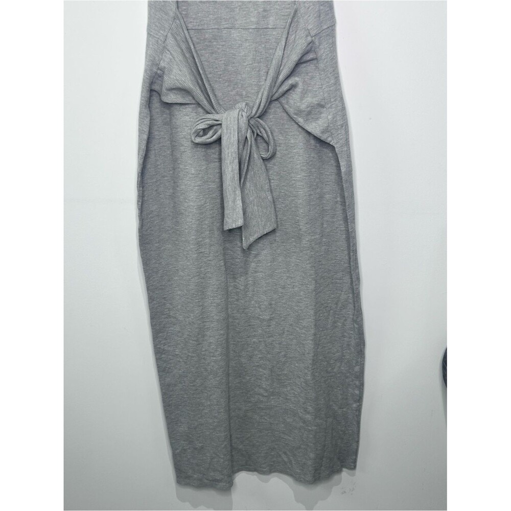MICHAEL Michael Kors Gray Waffle Knit Sleeveless Tie Back Maxi Dress XL - Picture 8 of 10